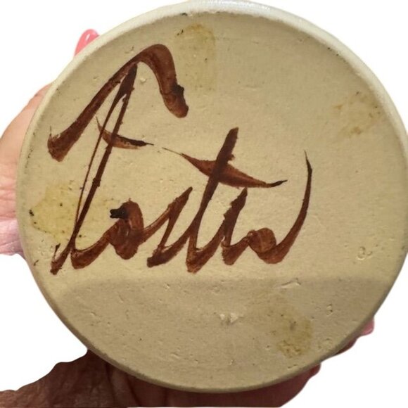 Handcrafted Ceramic Vase With Abstract Leaf Design & Neutral Tones - Picture 5 of 6